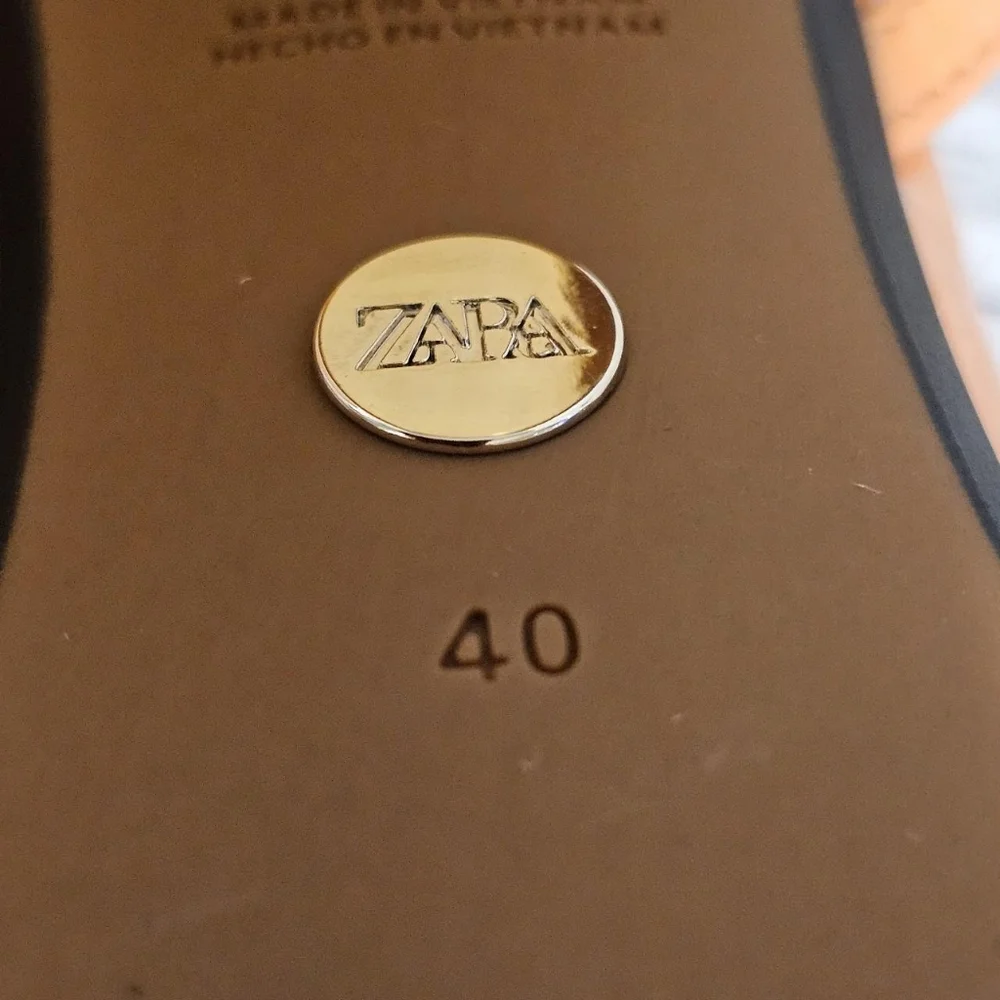 Zara Orange and Brown Leather Strappy Round Toe Sandals - Picture 3 of 8